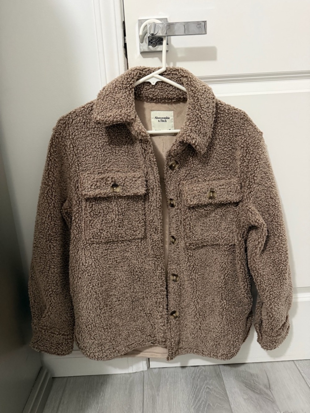 Abercrombie & Fitch Taupe Faux-Sherpa Lined Jacket
